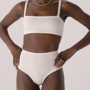 NWT Calle Del Mar Ribbed Knit Set: Bandeau Top & Matching Panty - Natural - M